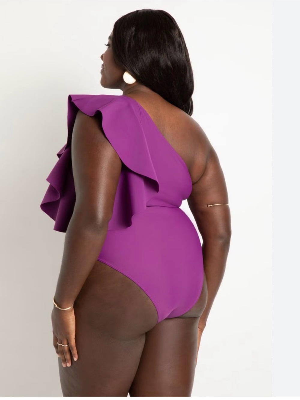 One Shoulder Cascade Ruffle Swimsuit - Picture 2 of 3